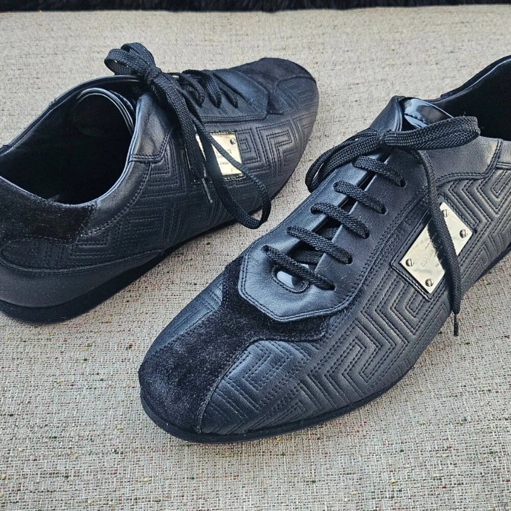 Gianni Versace Couture Men Shoes Lace Up Patent Leather Made Italy Size 42.5
